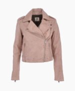 Women's Leather Biker Jacket Beige Calexico