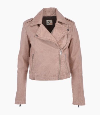 Women's Leather Biker Jacket Beige Calexico