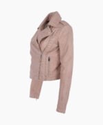 Women's Leather Biker Jacket Beige Calexico