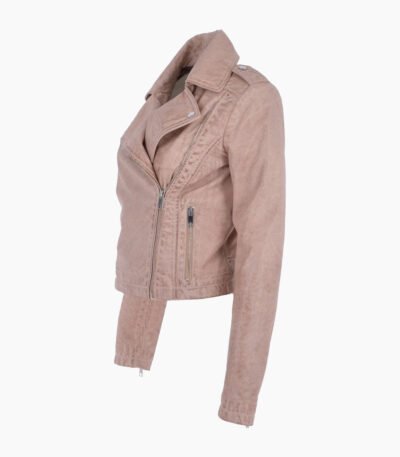 Women's Leather Biker Jacket Beige Calexico