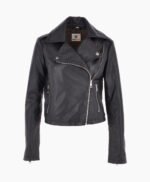 Women's Leather Biker Jacket Black Calexico