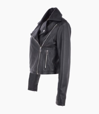 Women's Leather Biker Jacket Black Calexico