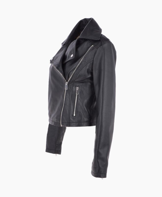 Women's Leather Biker Jacket Black Calexico