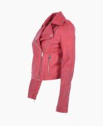 Women's Leather Biker Jacket Raspberry Calexico