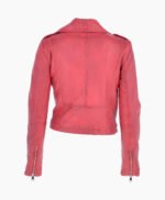 Women's Leather Biker Jacket Raspberry Calexico