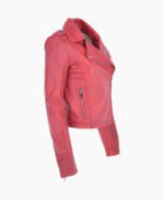 Women's Leather Biker Jacket Raspberry Calexico