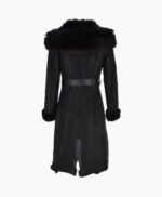 Women's Shearling Hooded Coat Black Clinton