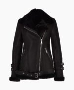 Women's Sheepskin Pilot Jacket Black Chico