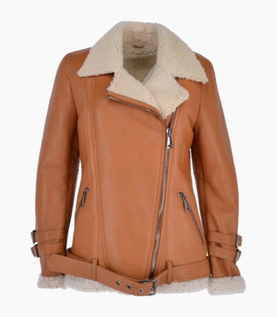 Women's Sheepskin Pilot Jacket Tan Chico