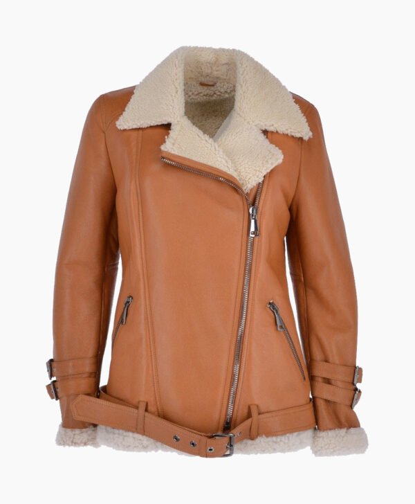 Women's Sheepskin Pilot Jacket Tan Chico