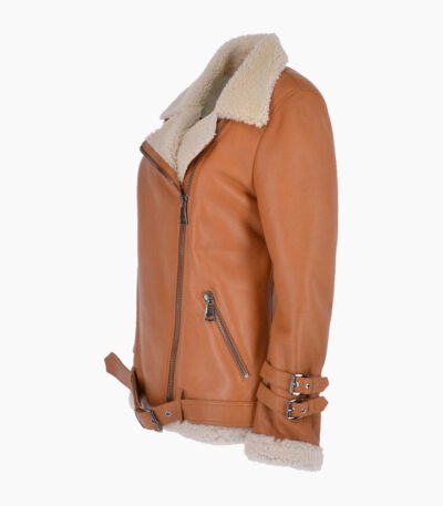 Women's Sheepskin Pilot Jacket Tan Chico