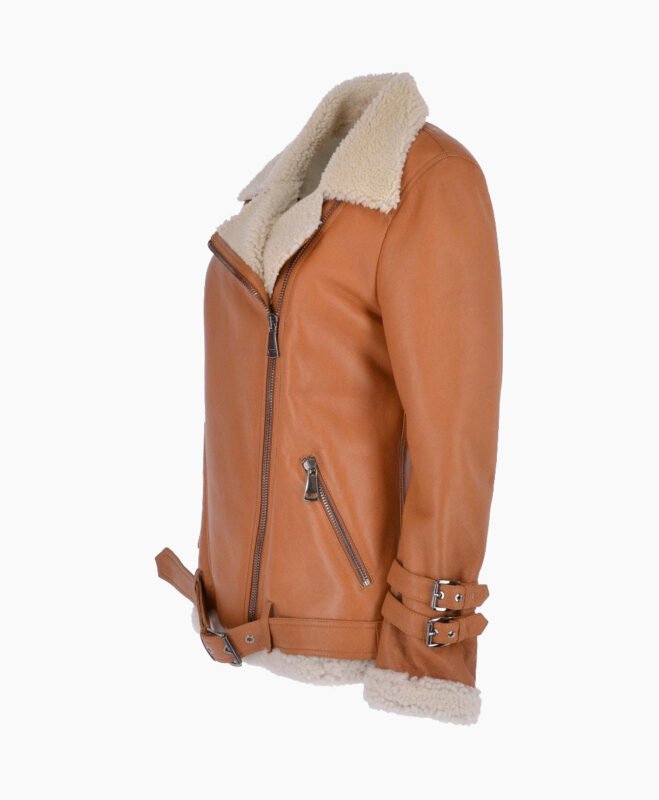 Women's Sheepskin Pilot Jacket Tan Chico