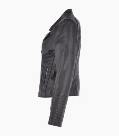 Women's Leather Biker Jacket Black Costa Mesa