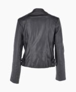 Women's Leather Biker Jacket Black Costa Mesa
