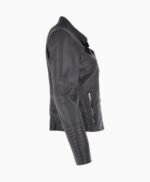 Women's Leather Biker Jacket Black Costa Mesa