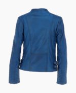 Women's Leather Biker Jacket Blue Costa Mesa