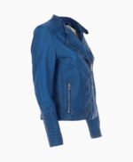 Women's Leather Biker Jacket Blue Costa Mesa