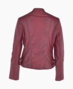 Women's Leather Biker Jacket Claret Costa Mesa