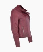 Women's Leather Biker Jacket Claret Costa Mesa