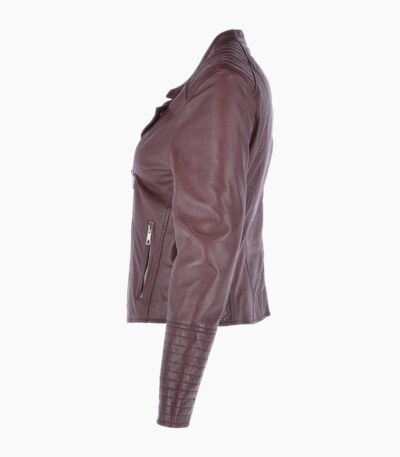 Women's Leather Biker Jacket Oxblood Costa Mesa