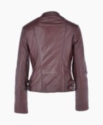 Women's Leather Biker Jacket Oxblood Costa Mesa