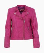 Women's Leather Biker Jacket Purple Costa Mesa