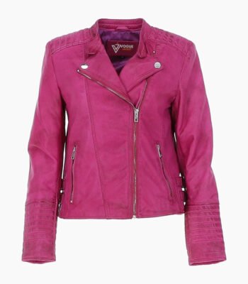 Women's Leather Biker Jacket Purple Costa Mesa