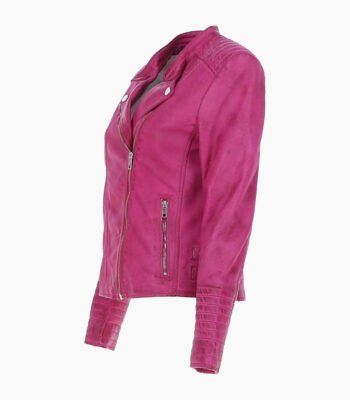 Women's Leather Biker Jacket Purple Costa Mesa