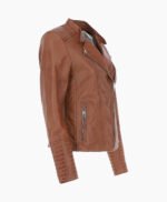 Women's Leather Biker Jacket Tan Costa Mesa