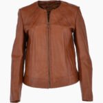 Women's Leather Jacket Tan Carmel