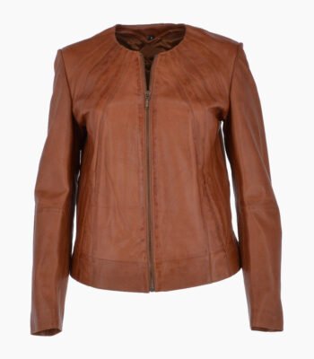 Women's Leather Jacket Tan Carmel