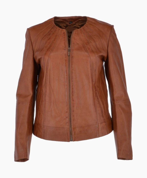 Women's Leather Jacket Tan Carmel