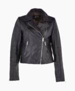 Women's Leather Biker Jacket Black Modesto