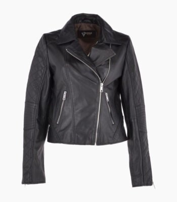 Women's Leather Biker Jacket Black Modesto