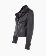 Women's Leather Biker Jacket Black Modesto
