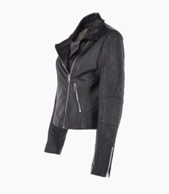 Women's Leather Biker Jacket Black Modesto