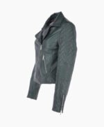 Women's Leather Biker Jacket Green Modesto