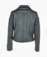 Women's Leather Biker Jacket Green Modesto