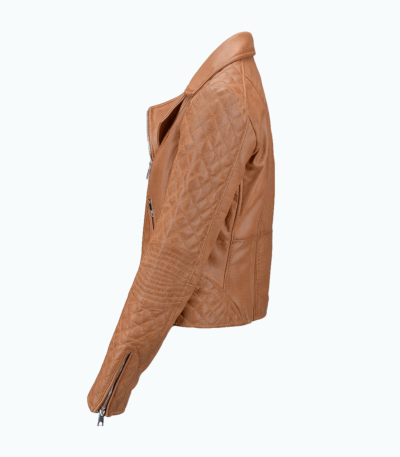 Women's Leather Biker Jacket Tan Modesto