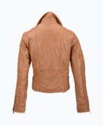 Women's Leather Biker Jacket Tan Modesto