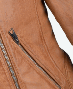 Women's Leather Biker Jacket Tan Modesto
