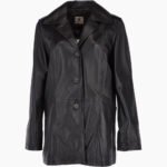 Women's Leather Coat Black Novato