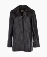 Women's Leather Coat Black Novato