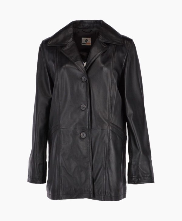 Women's Leather Coat Black Novato