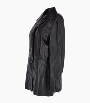 Women's Leather Coat Black Novato