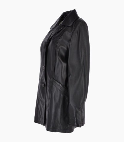 Women's Leather Coat Black Novato