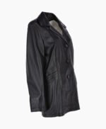 Women's Leather Coat Black Novato