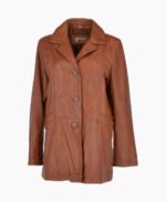 Women's Leather Coat Tan Novato