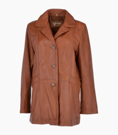 Women's Leather Coat Tan Novato