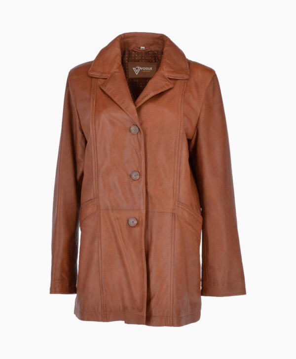 Women's Leather Coat Tan Novato